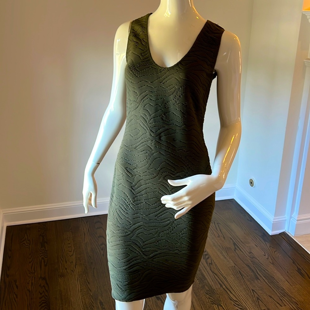 NWT Khaki Green textured and fitted Wolford Dress size S
